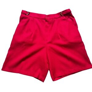 C.B. Collections Shorts‎ Women 10P Red Polyester Rayon Vintage Pleated High Rise